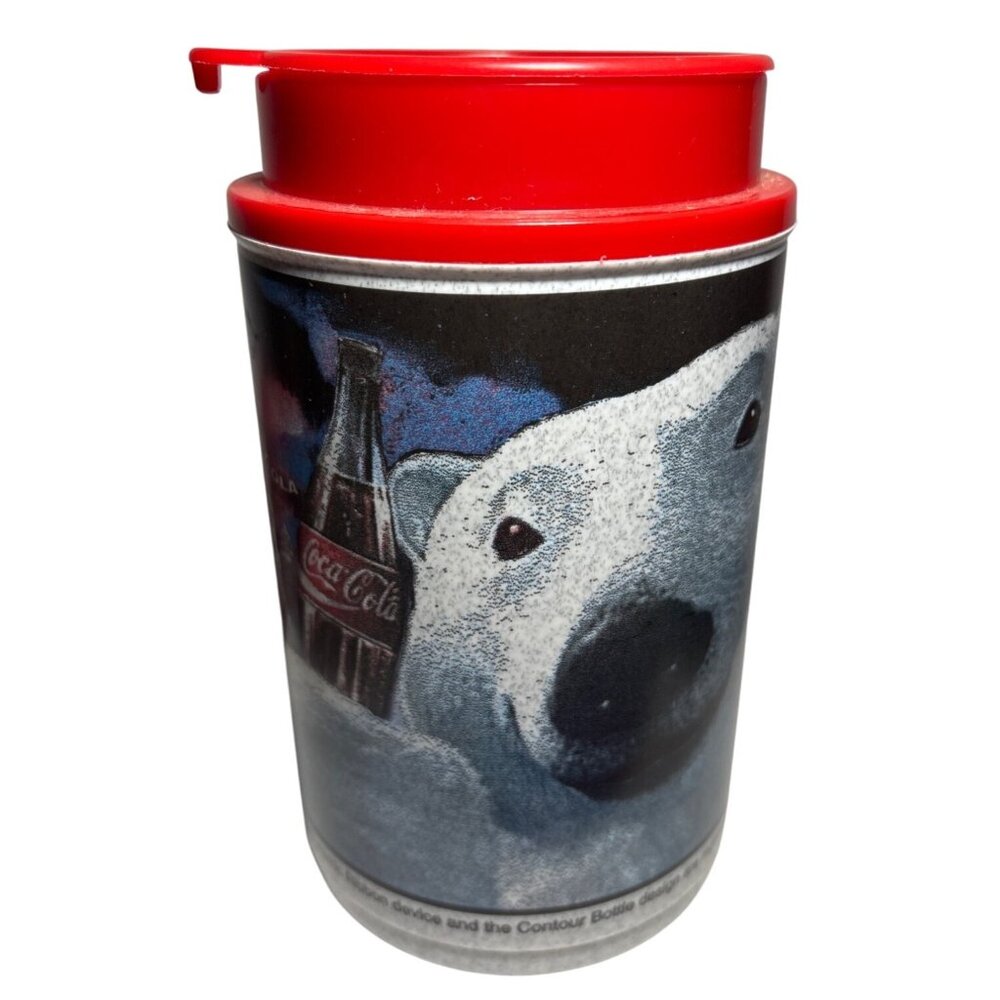 Coca Cola Travel Mug Polar Bear Red Lid & Handle Vintage 1993 Coke